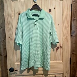 Pebble Beach Light Green Striped Polo Shirt‎ Size XXL